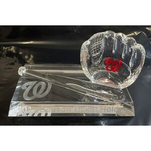 Washington Nationals 2011 Season Ticket Commemorative Glass Paperweight Desk Set